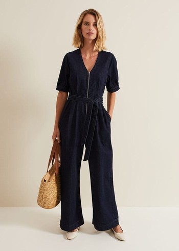 Phase Eight Florisa Denim Jumpsuit Wash USA | 4731569-EM